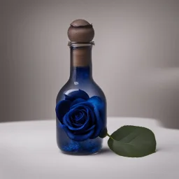 Midnight blue rose in a bottle