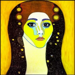 retrato de mujer bella con estilo de Gustav Klimt