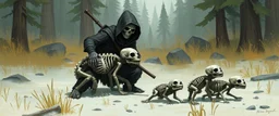 ninja necromancer in the wild, raising bear skeleton babies