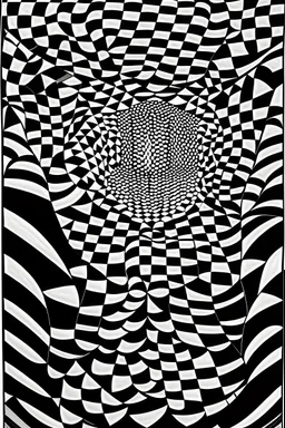 The Black Honeycomb Knight; Optical Art; Black and White, Bridget Riley; M.C. Escher, Victor Vasarely