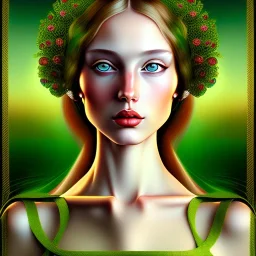 portrait of a beautiful woman with green eyes by Sandro Botticelli style