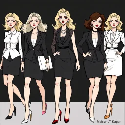 Female fashion models in a political cartoon.