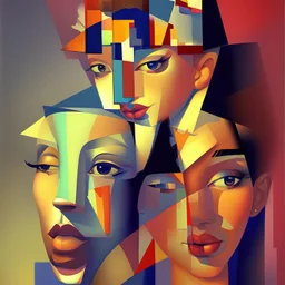 a painting of a man and a woman, a cubist painting by Keith Mallett, cg society, figurative art, cubism, fauvism, art