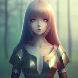 Anime girl cute neck head portrait, warrior costume, village, meditation, 8k quality