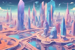 Ethereum Superweapons in an imaginative landscape of a futuristic metropolis in an ethereum gas war with towering skyscrapers, advanced transportation systems, and vibrant public spaces, in the style of cubism, geometric shapes, bold colors, and multiple perspectives, influenced by the works of Pablo Picasso and Georges Braque, envisioning the possibilities of urban life in the future.