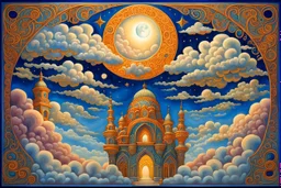painting of cloud with filigree moon, very cloudy sky, in the style of emily balivet, precise, detailed architecture paintings, colorful dreams, james c. christensen, spectacular backdrops, psychedelic color schemes, rui palha painting of cloud with moon sky, in the style of emily balivet, precise, detailed architecture paintings, colorful dreams, james c. christensen, spectacular backdrops, psychedelic color schemes, rui palha" Modifiers: elegant extremely detailed intricate very attractive bea