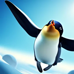 penguin flying in the sky