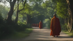 Buddha monk The king embarks on his journey to the monastery, where he sits in silence, observes nature, and confronts internal challenges.4k