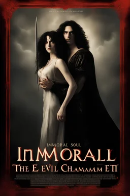 Movie Poster -- "Immortal Soul," Starring Paul Stanley as the evil vampire and Timothee Chalamet as Malcolm Stark - After witnessing the murder of his wife, at the hands of an evil vampire, he vows to avenge her death - in the art style of Boris Vallejo, Frank Frazetta, Julie bell, Caravaggio, Rembrandt, Michelangelo, Picasso, Gilbert Stuart, Gerald Brom, Thomas Kinkade, Neal Adams, Jim Lee, Sanjulian, Thomas Kinkade, Jim Lee,