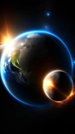 critical point abstract planet earth and the moon and the sun claps