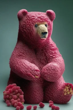 bear made of raspberries