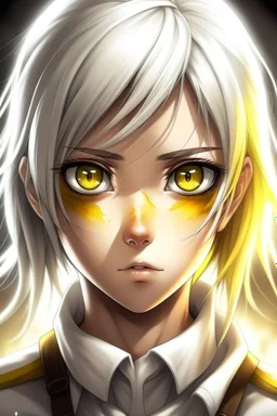 Girl with yellow eyes and white hair attack on titan is character