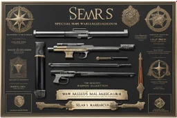 Collector edition of a Sears catalogue special warzone: the Malleus Maleficarum weapon collection by Colt, Smith and Wesson