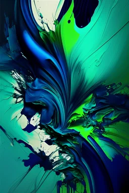 Generate an oil paint abstract design in blue and green