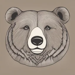 funny bear head from profile, simplified sketch 70's cartoon style, monochromatic letterpress technique