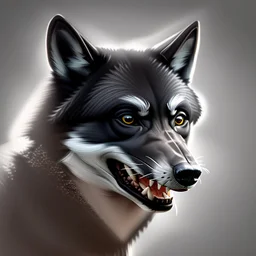 black alpha wolf baring teeth photorealistic