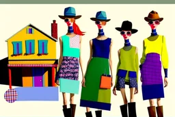 whimsical arafed nonsense, patchwork vibe, acrylic and ink painting of a cozy village main street on undulating hills with color (((minimal))) sketches of village people with (((extremely long limbs))), (((oversize head))), sharp color contrasts, amazing shadows, (((exaggerated limbs and head))), minimal cozy, warm palette, bright bold warm summer colors, color leak, sparse bright orange-red splinters, heavily distorted views, amazing parallels, amazing reflections