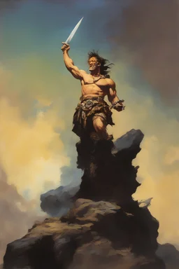 full color - Praise the Lord - oil painting by Frank Frazetta