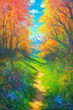 The Uncanny Valley; surrealistic impressionism; bright nature palette