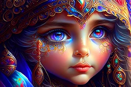 Adorable mysterious little girl, beautiful arcane girl, palestinian goddess, insanely detailed artwork by Awwchang, Ferdinand Knab, Artgerm Lau, Anne Stokes, Josephine Wall, Leonid Afremov, vibrant deep colors, magnificent hyperdetailed, maximalist, HDR, 16k resolution, trending on ArtStation, CGSociety, sharp focus, stained glass background resolution HDR