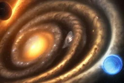 spiral, black hole, planets