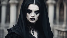 vampire goth fashion, women and men in pale face, black make up, black hair, long pointed dark nails, Renaissance goth clothes style , High detailed, sharp focus, looking at the camera, cinematic, masterpiece, high realistic, fashion photo