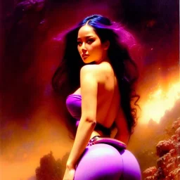 Drawing of beautiful face,'beautiful booty,Busty Psylocke',intense stare, ancient skintight armor, balanciaga fashion clothe painting by gaston bussiere, greg rutkowski, yoji shinkawa, yoshitaka amano, tsutomu nihei, donato giancola, tim hildebrandt, Oil on canvas, cinematic composition, extreme detail,fit full head inside picture,16k