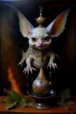 Living king elf kettle bat, prize winning oil painting