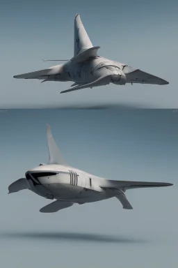 ideation aeroplane airmed inspired by shark with side view, quarter view and front view