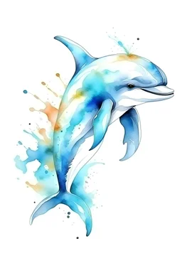 A watercolor Dolphin vector image for a t-shirt on a white background