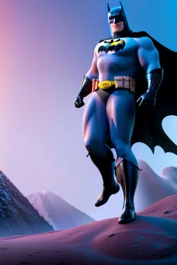 Hiper realista, hiper detalhado, retrato de corpo inteiro, com o Batman andando na lua , Boris vallejo, wlop, artgerm