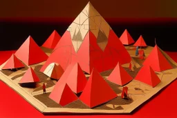 A red volcanic torqueing race course designed in Japanese origami painted by Paul Klee