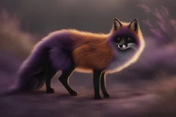 black and purple fluffy fox