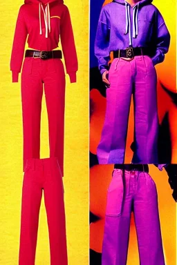 year 1998 women fashion. Straight light suit, low waist straight light suit Combat pants, t-shirt, new kind of hoodie with tippet that continues to the hood! recycled denim straight, lilac, plum, orange, terracotta, red, light yellow, lion yellow, pink, dark blue, beige. Sturgeons vulgarism-print. wide belt. Partly latex or leather. Kylie Monologue, Tyre Banks. Bridget Jones, Missy Elliot, Jennifer Lopez.