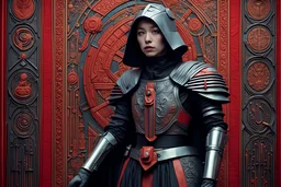 4K Xue Wang style, young futuristic StarWars knight Parcival, Avant-garde futuristic Medieval cyber fashion, talks to Cardinal's Council, Austrian Symbolism, arcane atmosphere, Louise Nevelson tufting tapestry Art, by Mario Bava movie