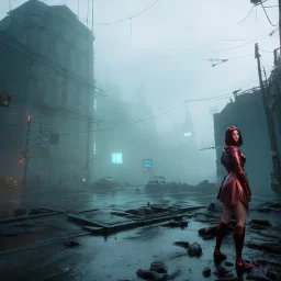 Pretty ciborg woman, portrait, rain, fog, white and gold dress, studio scene, blue light, red lights, hoodie, feathers, cyberpunk style, leather, vibrant color, highly detailed, art stations, concept art, smooth, unreal engine 5, god rays, ray tracing, RTX, lumen lighting, ultra detail, volumetric lighting, 3d, finely drawn, high definition, high resolution, neon background.