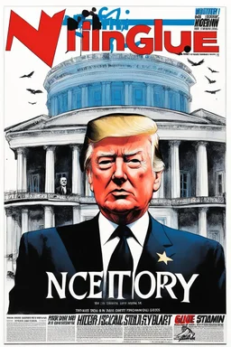 NIFFIN’ GLUE magazine #871 (13 Vroker 34) high res photo cover by Ralph Steadman: special 'Nazi victory on the White House' issue; guest star : TDonald Trump as a dictator