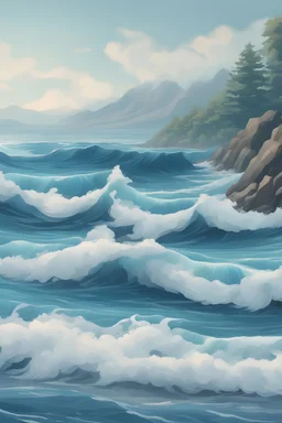 The waves of the blue sea are falling on the shore of the sea beach, hd, hyper detailed wallpaper