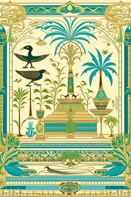 Decorative design about the Egyptian environment with natural elements