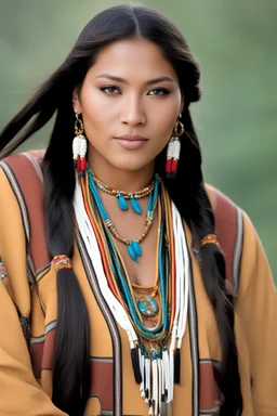 a digital photograph of a beautiful native american woman, 25 years old