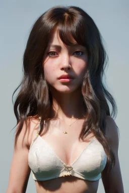 Ultra Realistic image, 25 years old brunette woman, Madrid, portrait, small stature, 1.60 cm tall and 55 kg in weight, natural small busty, traditional Japanese body tattoo, jakuza style, put traditional Japanese mask, vibrant color, highly detailed, art stations, concept art, smooth, unreal engine 5, god rays, ray tracing, RTX, lumen lighting, ultra detail, volumetric lighting.