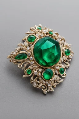 A green broochprecious emerald stone brooch