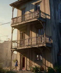 Realistic image, giant woman inside a house, looks out through the windows. people on the street are watching him, soft color, highly detailed, unreal engine 5, ray tracing, RTX, lumen lighting, ultra detail, volumetric lighting, 3d, finely drawn, high definition, high resolution.