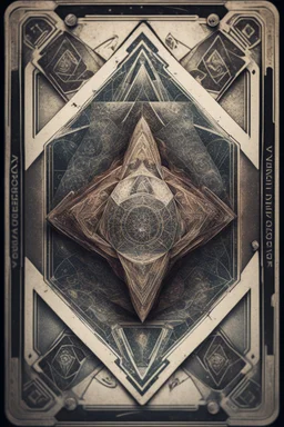 sacred geometry framed playing card, hyper violent ogre space captain team in the style of Escher and fallout 4 ,,bokeh like f/0.8, tilt-shift lens 8k, high detail, smooth render, down-light, unreal engine