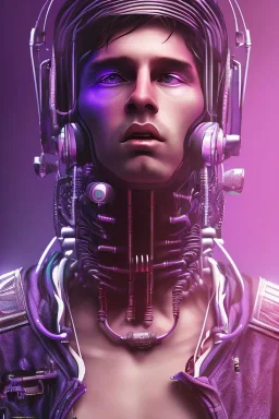 lionel messi style cyberpunk, purple tones, high lighting