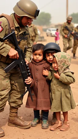 Army solders arresting young children