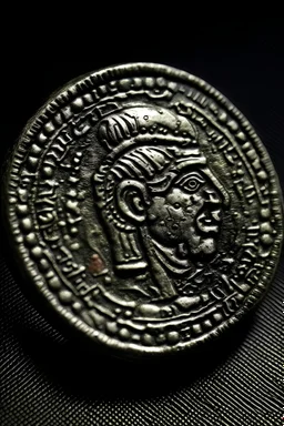 una moneda muy antigua que parece ser de una civilizacion muy antigua con el grabado de: T3