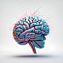 A brain self improving ,high quality , 8k , white background , in digital illustration style