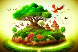 A natural scene that combines elements of different cultures.