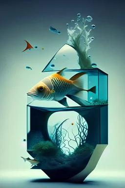 Acuario de peces , movimiento organico, formas, edificio